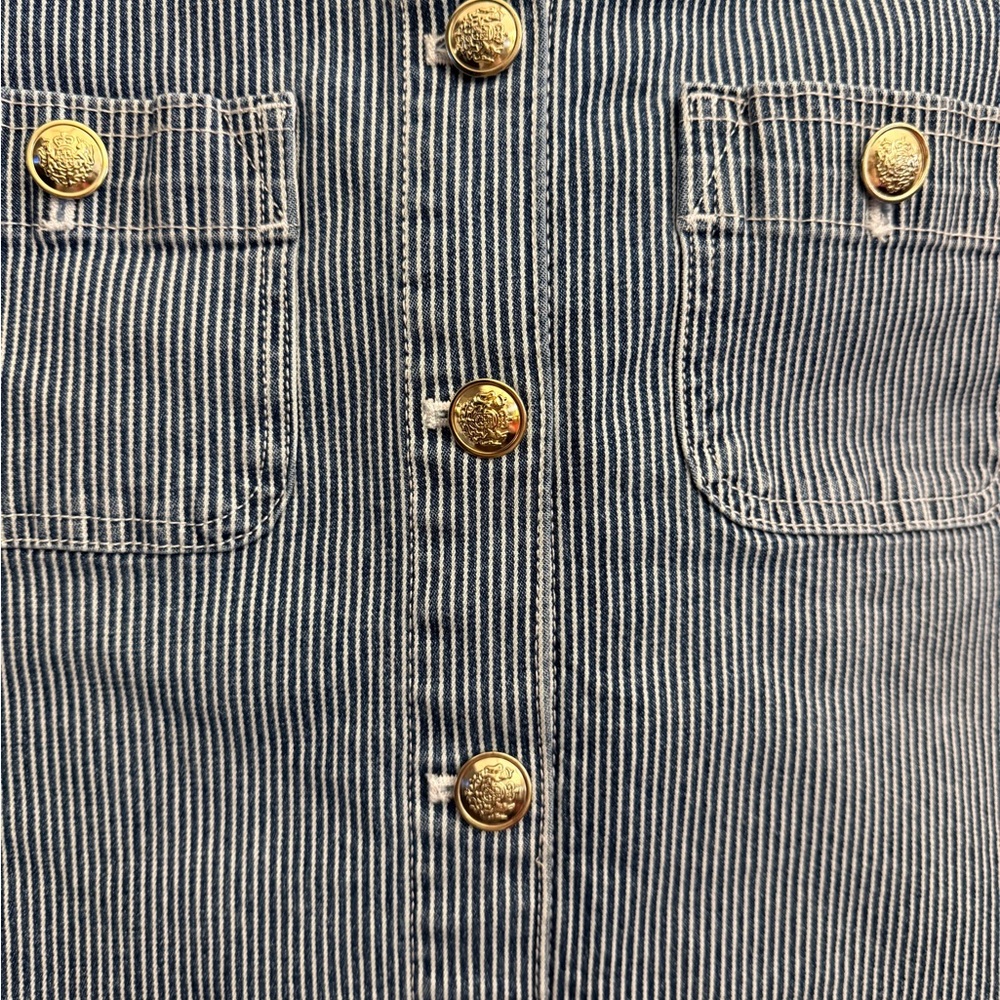 Chic Blue Striped Button-Down Mini Jean Skirt Siz… - image 3